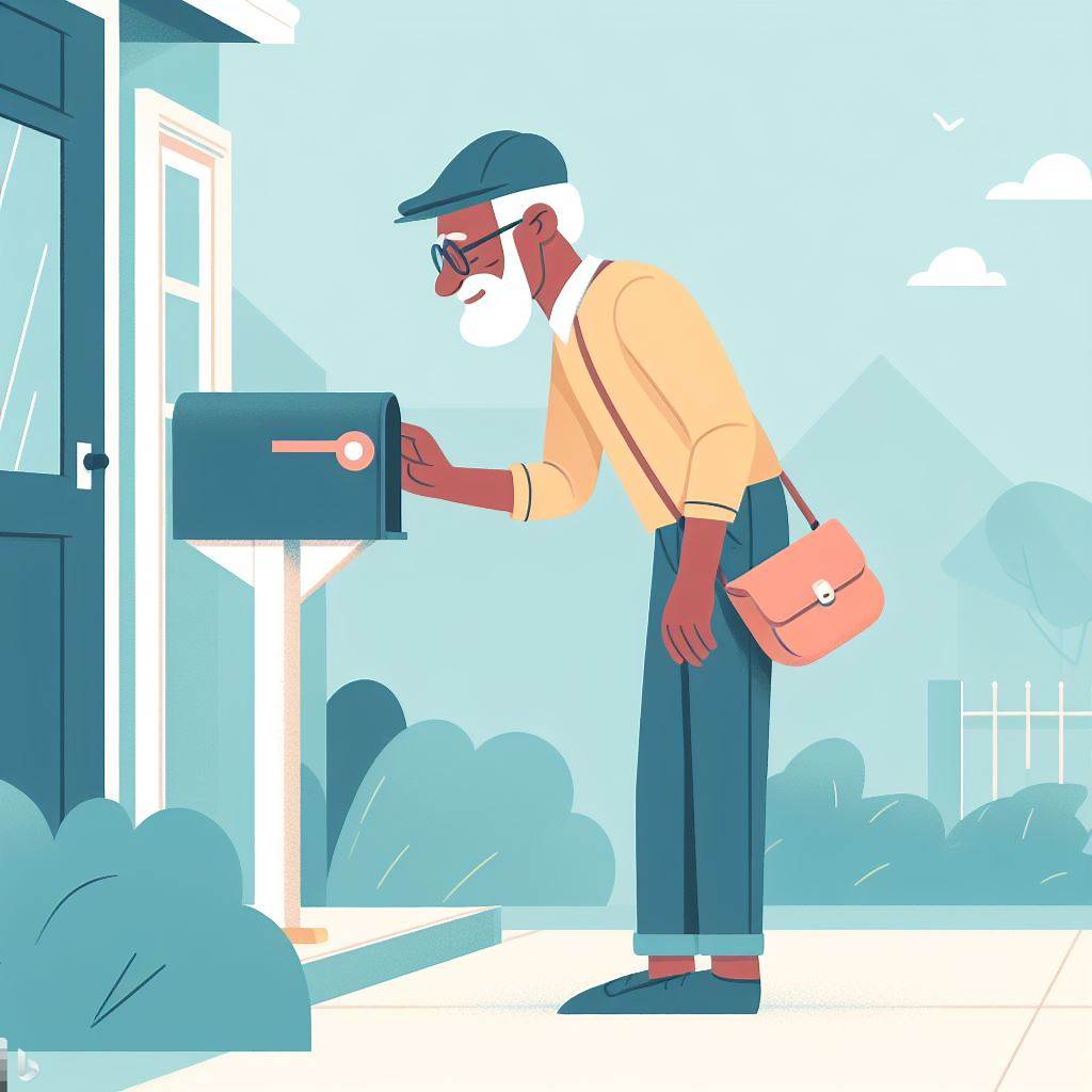 An elderly man checking his mailbox.